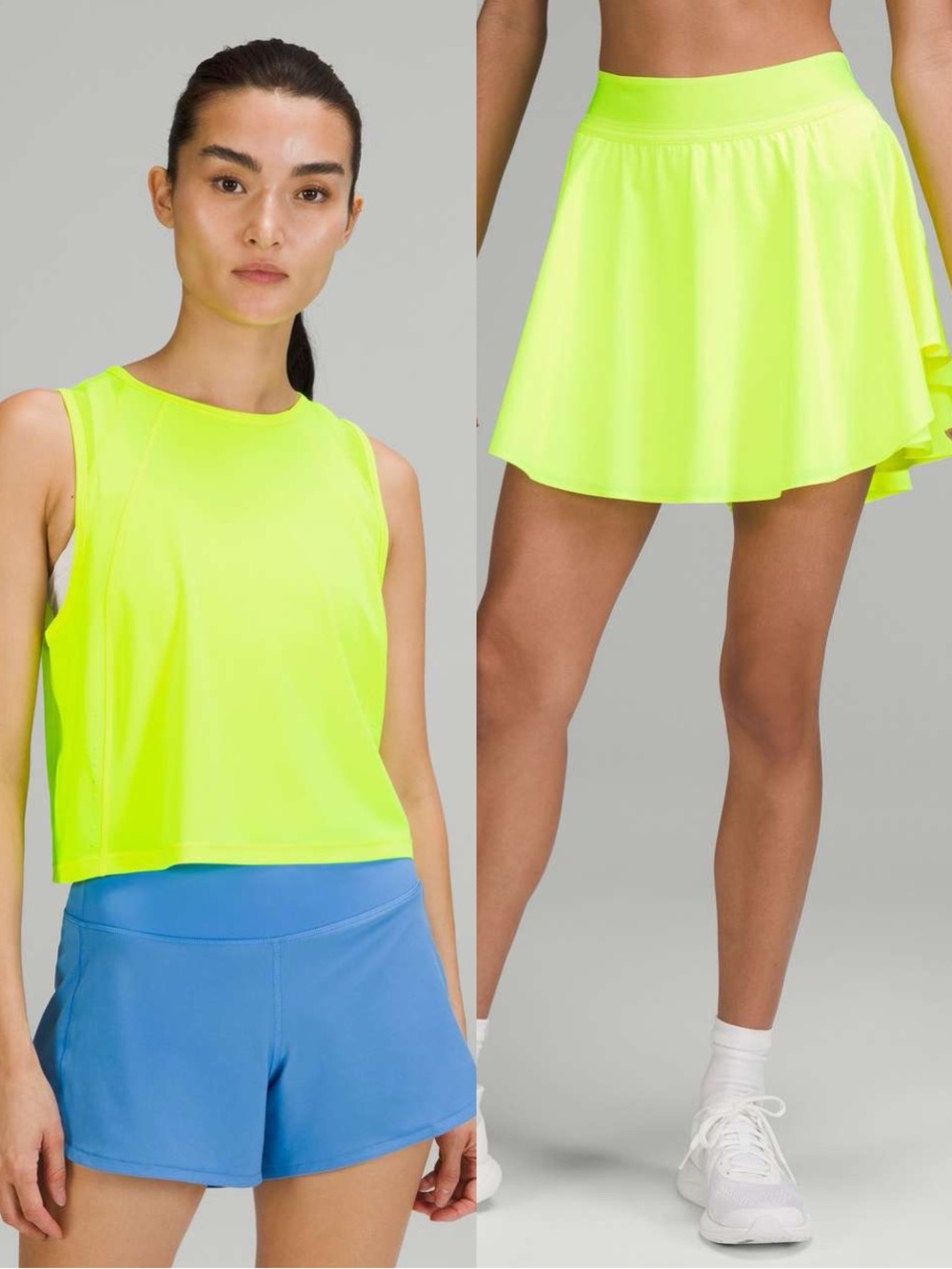 Lululemon 2pc. Set Sculpt Tank Top Court Rival Skirt Highlight Yellow Size 2/4